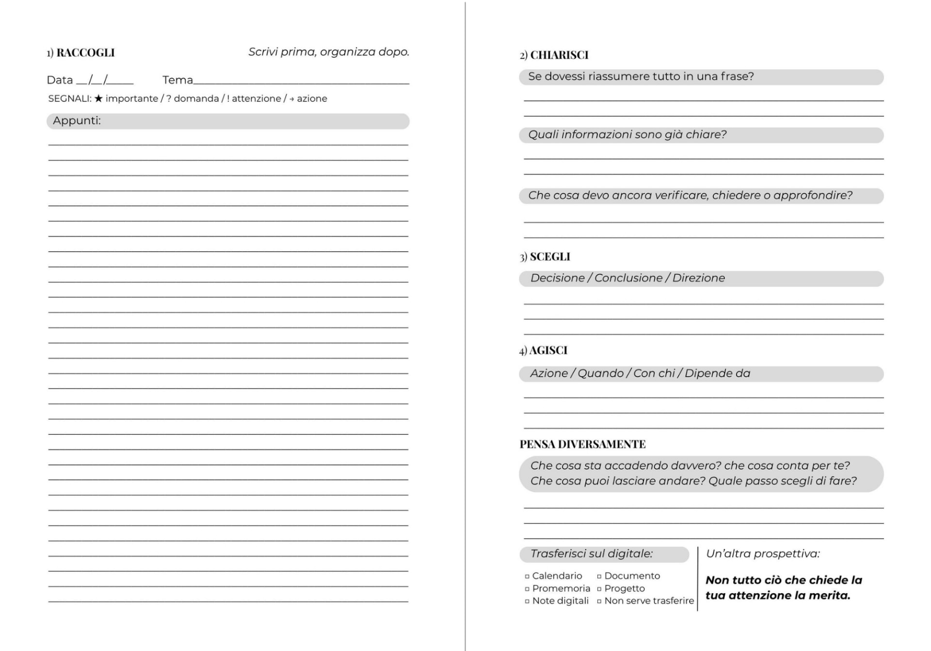 Pagine interne del workbook PENSA MEGLIO